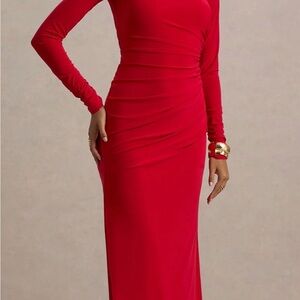 Club L London Vibrant Red Long Sleeve Dress